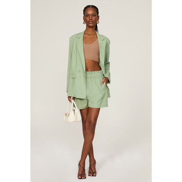 Thakoon Jackets & Blazers - THAKOON COLLECTIVE Green Linen Blend Front Button Oversized Blazer Size 6